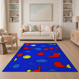 Playful Pixel Fish Birds Suns Kids Rug