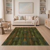 Rustic Farmhouse Green Pine Forest Rustic Area Rug