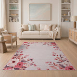 Pink Blush Pink Rose Floral Vintage Area Rug