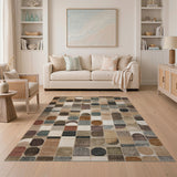 ODIKA Washable Modern Geometric Area Rug - Low Pile, Non-Slip, Pet & Kid Friendly