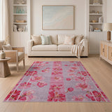 Pink Cherry Blossom Striped Area Rug