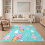 Pink Ice Cream Cone Washable Area Rug