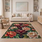Peony Hearts Floral Area Rug