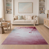 Pink Cherry Blossom Watercolor Pink Area Rug