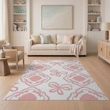 Elegant Pink Bow Ribbon Area Rug