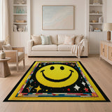 Pixelated Yellow Smiley Face Cosmic Rug