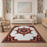 Orange Navy Persian Mandala Area Rug