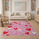 Pink Playful Pink Hearts Scatter Area Rug