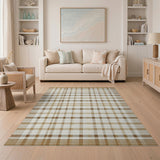 Rustic Brown Tan Plaid Farmhouse Area Rug