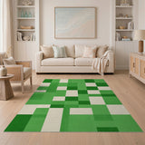 Geometric Modern Green Geometric Patchwork Area Rug