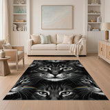 Black White Rainbow Cat Faces Area Rug