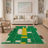 Bold Green Yellow Grid Geometric Area Rug