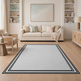 Geometric Modern Black and White Black White Geometric Frame Area Rug