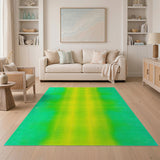 Vibrant Teal-to-Yellow Halftone Abstract Area Rug