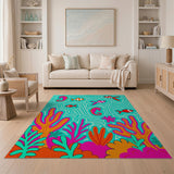 Playful Seahorse Fish Coral Ocean Area Rug