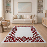 Red Ornate Red Persian Floral Border Rug