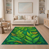 Green Floral Vintage Lush Fern Grove Green Area Rug