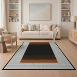 Orange Plaid Gradient Black Area Rug