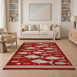 Red School of Fish Flatweave Area Rug