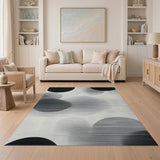 Black White Abstract Circles Area Rug