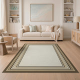 Tan Brown Multi-Border Frame Area Rug