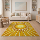 Geometric Modern Radiant Sunburst Yellow Geometric Area Rug