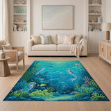ODIKA Washable Undersea Mermaid Fantasy Area Rug - Low Pile & Non-Slip