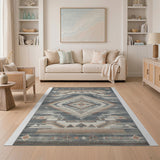 Grey Southwestern Diamond Geometric Area Rug