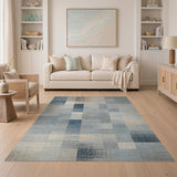 Modern Abstract Color Block Washable Area Rug - Blue Grey