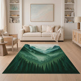 Serene Layered Green Mountain Valley Rug