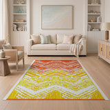 Vibrant Orange-Yellow Chevron Gradient Area Rug