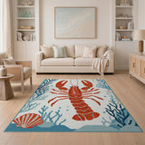 Red Lobster Coastal Beach Area Rug