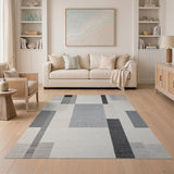 Modern Grey Geometric Textured Rug