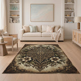 Ornate Gold Mandala Floral Vintage Rug