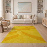 Vibrant Yellow Shag Geometric Area Rug
