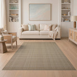 Geometric Modern Beige and Neutral Beige Woven Grid Area Rug