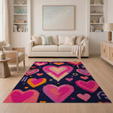 Playful Pixel Hearts Lollipops Navy Rug