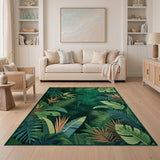 Lush Tropical Monstera Leaf Green Area Rug