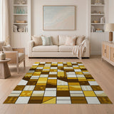 Yellow Yellow Hexagon Geometric Area Rug