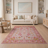 Elegant Pink Peony Persian Area Rug