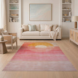 Orange Sunset Geometric Area Rug