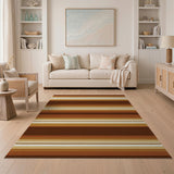 Warm Brown Tan Horizontal Striped Area Rug