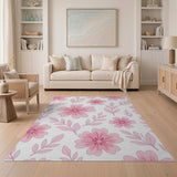 Blush Pink Floral Garden Area Rug
