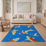 Vibrant Koi Fish Blue Area Rug