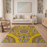 Yellow Yellow Sunflower Mandala Area Rug