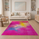 Vivid Pink Multi-Color Geometric Dots Area Rug