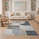 Abstract Geometric Neutral Geometric Modern Area Rug