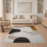 Abstract Area Grey Modern Abstract Grey Wave Area Rug