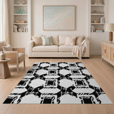 Black White Geometric Lattice Geometric Modern Area Rug