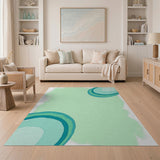 Teal Mint Abstract Arcs Area Rug
